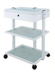 Beauty Trolley With 3 Tier Glass Shelves and Locking Drawer