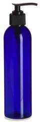 8oz Cobalt Blue PET Cosmo Round Bottle with Pump