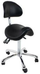 Rolling Saddle Stool with Back Support (3motion) - Silver Fox 1025A - Black