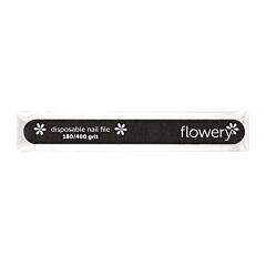 Flowery Disposable Cushion Core Nail File, 180/400 Grit, Black, 100 ct
