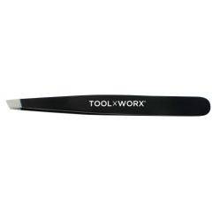 Toolworx Power Grip Slanted Tweezers, Black Onyx