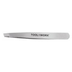 Toolworx Power Grip Slanted Tweezers, Stainless Steel