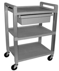 Ideal Poly 3 shelf with drawer, 16" x 20" x 29", White 