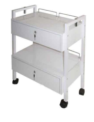 WOODEN TROLLEY WITH TWO DRAWERS (WITH LOCK - LOCKABLE)